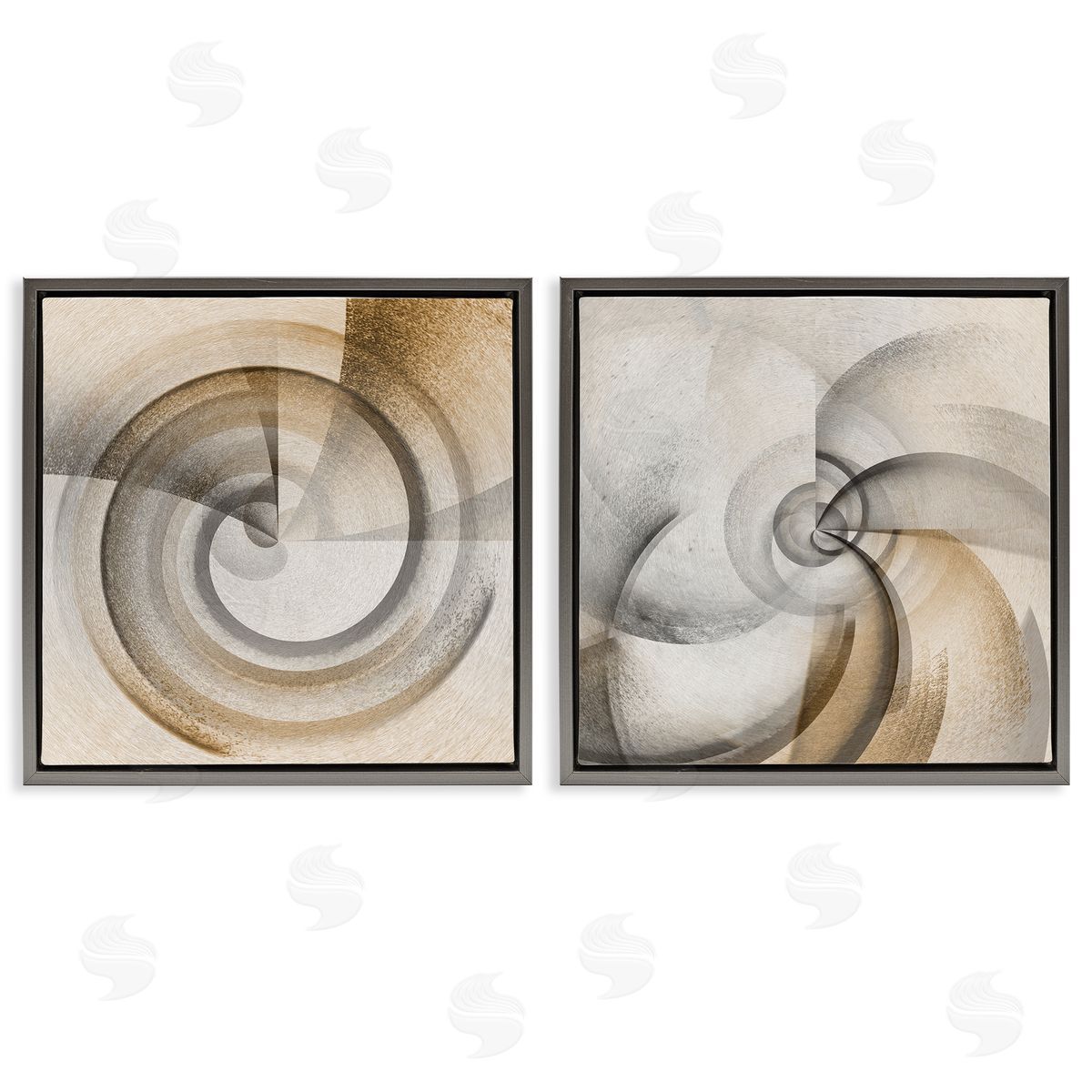 Spinning Vortex Abstractions Grey Floating Frame Canvas Wall Art, Home Decor by Noah Bay