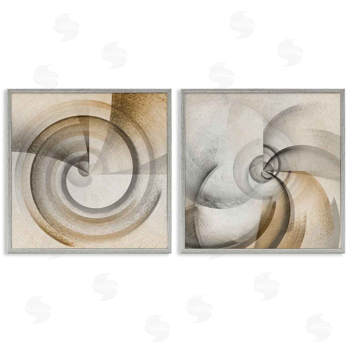 Spinning Vortex Abstractions Grey Frame Print Wall Art, Home Decor by Noah Bay