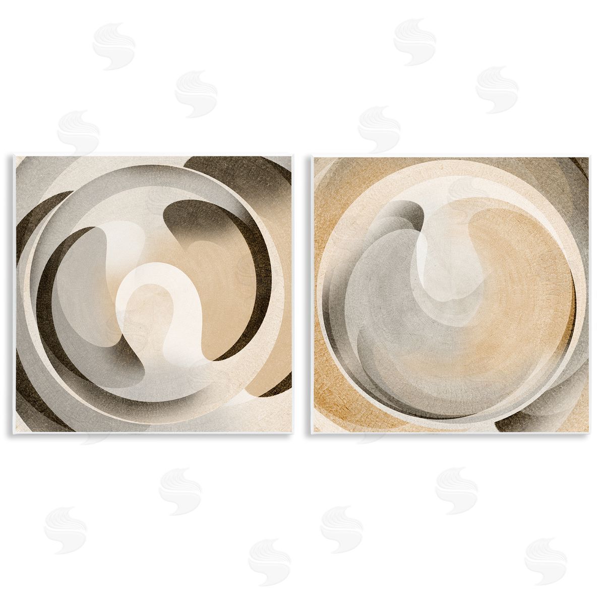 Neutral Circular Vortex Wood Plaque Wall Art, Home Decor by Noah Bay