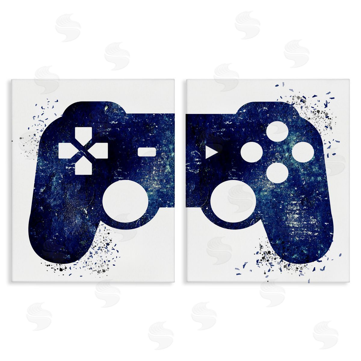 Blue Controller Modern Speckles Canvas Wall Art, Home Decor by Kim Allen