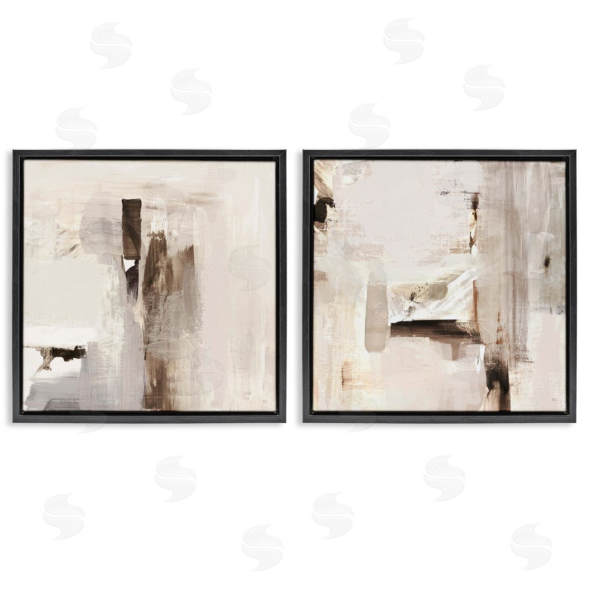 Neutral Forms on Beige Black Floating Frame Canvas Wall Art, Home Decor by Susan Jill