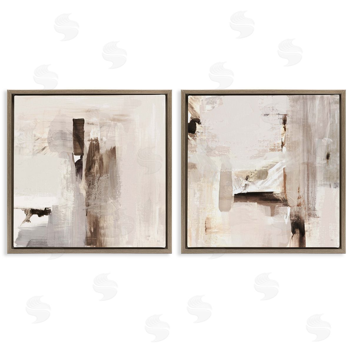 Neutral Forms on Beige Brown Floating Frame Canvas Wall Art, Home Decor by Susan Jill