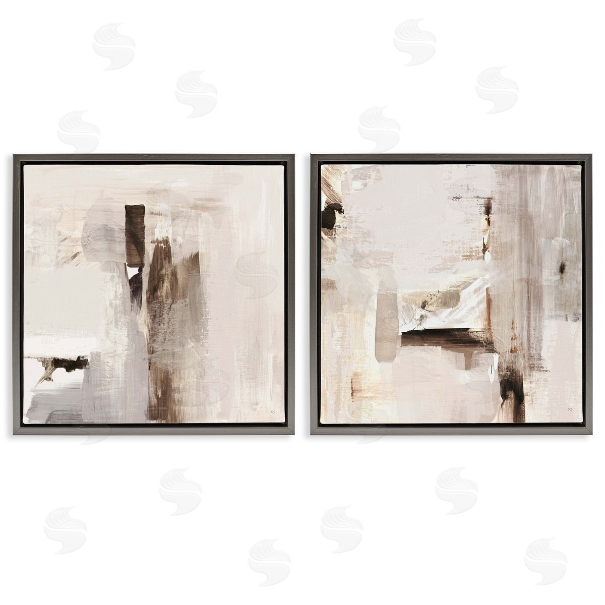 Neutral Forms on Beige Grey Floating Frame Canvas Wall Art, Home Decor by Susan Jill
