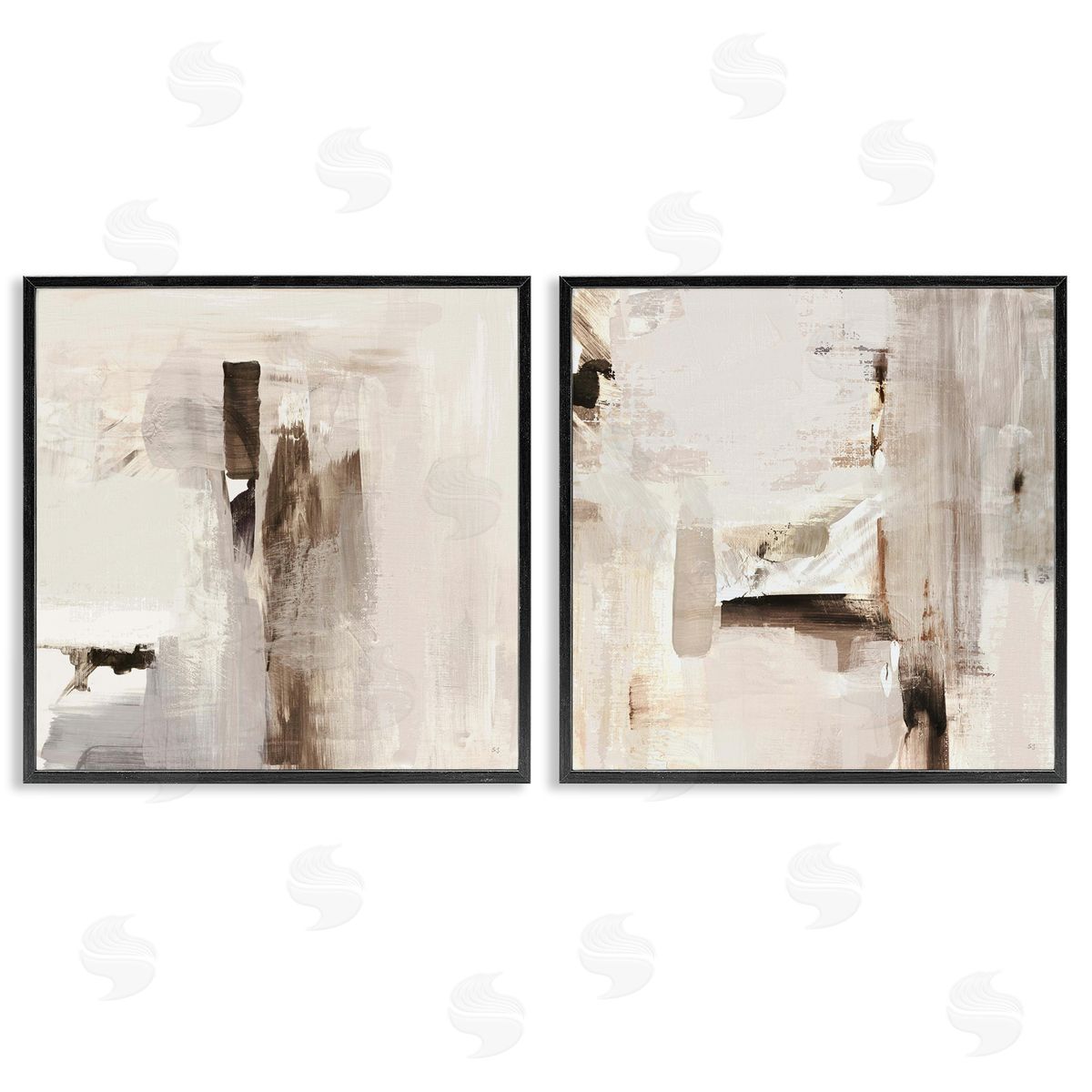Neutral Forms on Beige Black Frame Print Wall Art, Home Decor by Susan Jill