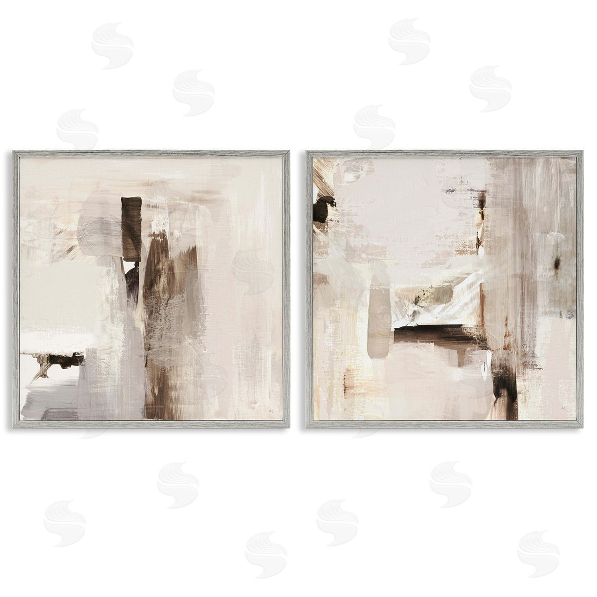 Neutral Forms on Beige Grey Frame Print Wall Art, Home Decor by Susan Jill