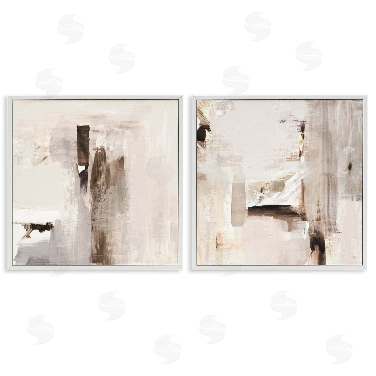 Neutral Forms on Beige White Frame Print Wall Art, Home Decor by Susan Jill