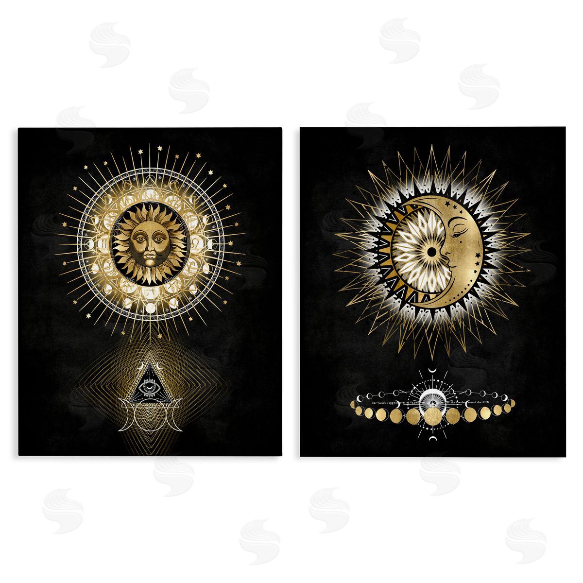Astral Eye & Moon Phases Canvas Wall Art, Home Decor by Oliver Jeffries