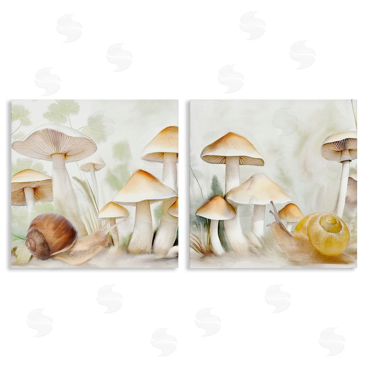 Snail Crawl by Mushrooms Canvas Wall Art, Home Decor by Kim Allen