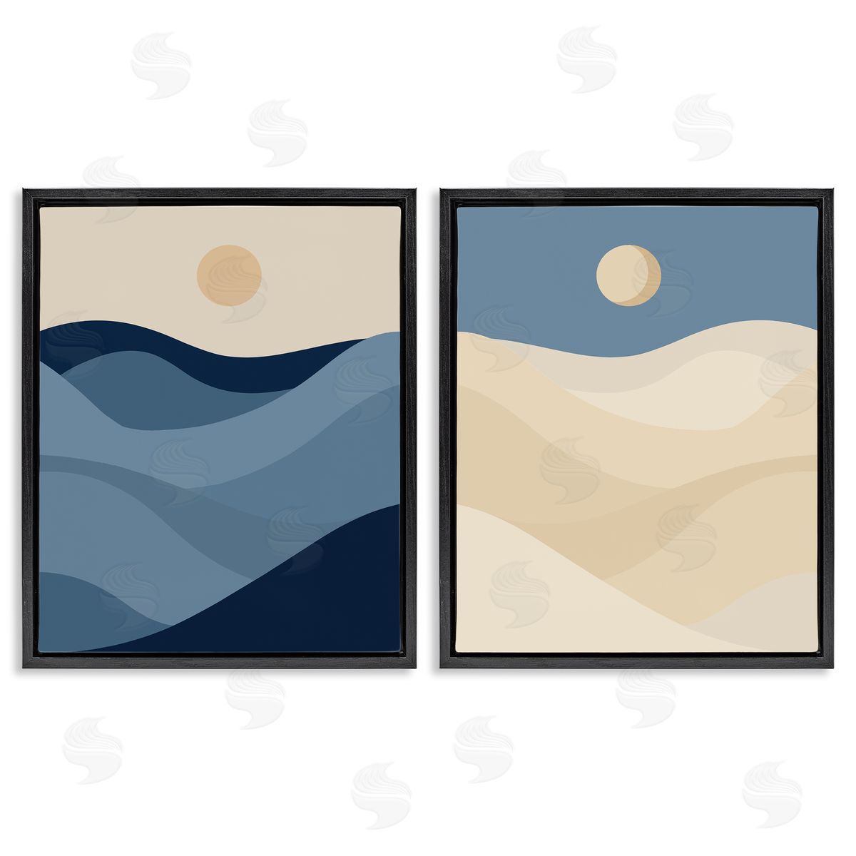 Boho Waves & Dunes Black Floating Frame Canvas Wall Art, Home Decor by Stupell Studio