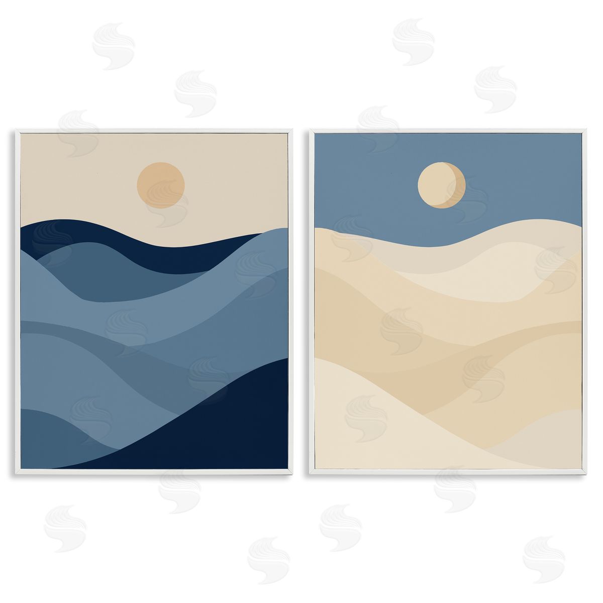 Boho Waves & Dunes White Frame Print Wall Art, Home Decor by Stupell Studio