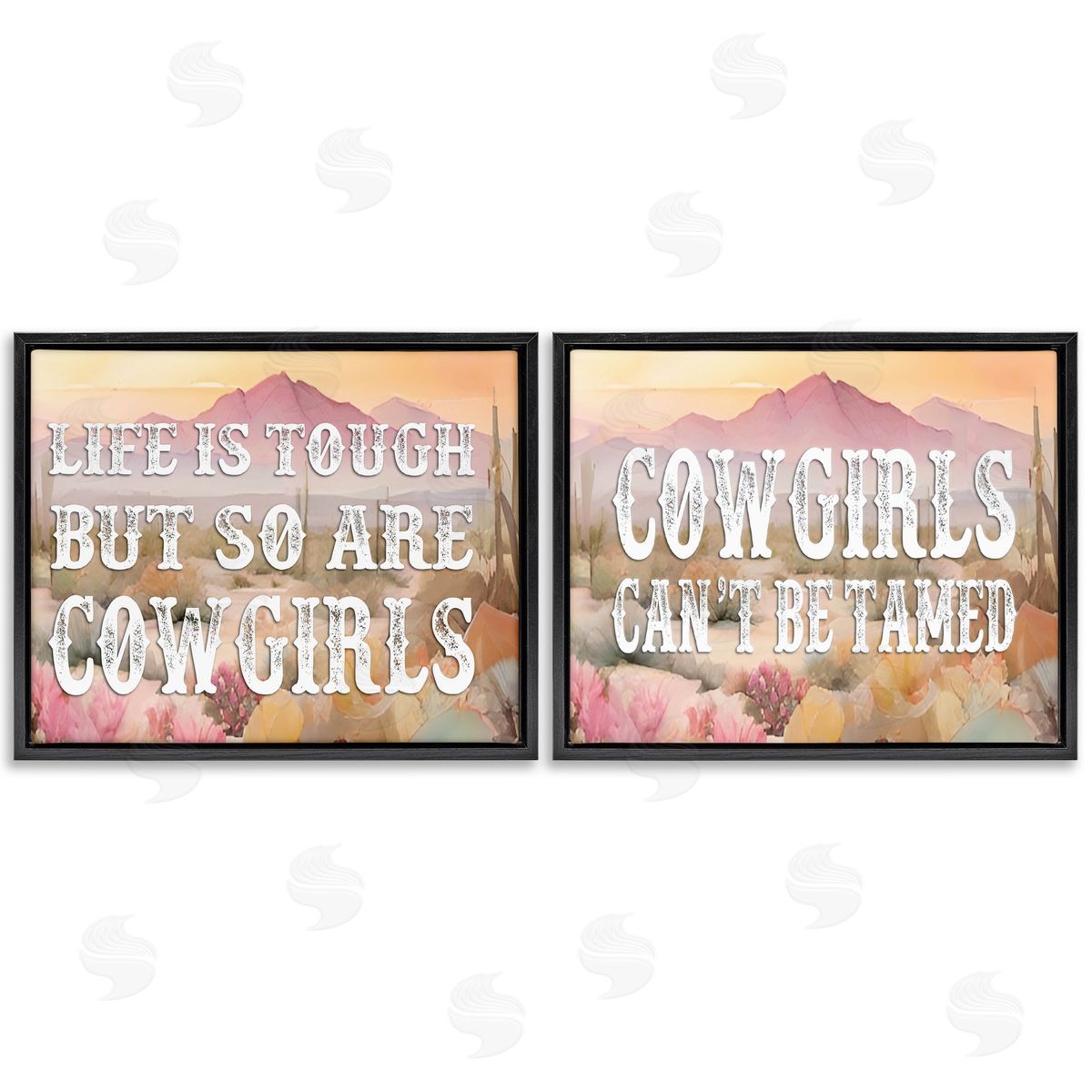 Tough Cowgirls Phrases Black Floating Frame Canvas Wall Art, Home Decor by Lettered and Lined