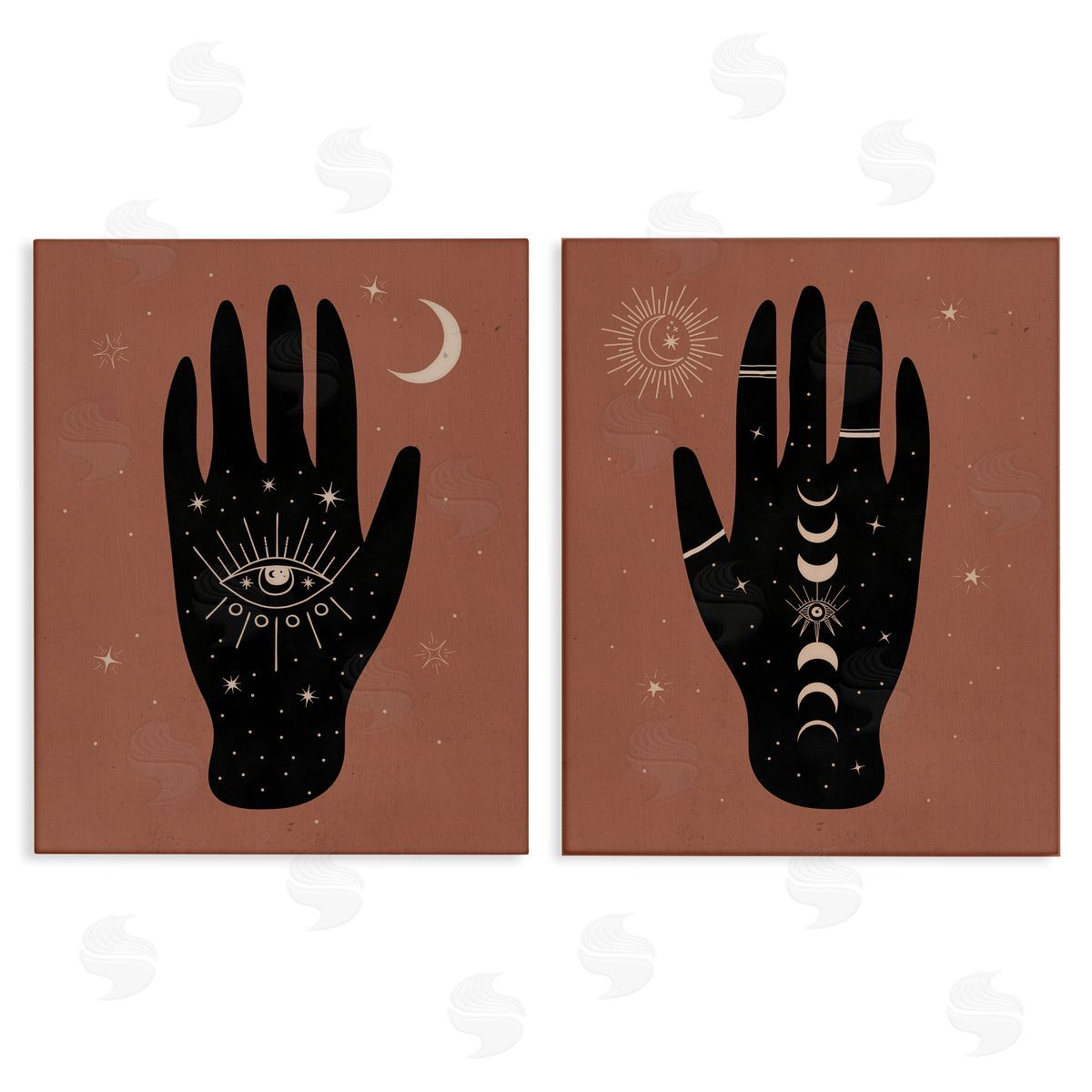 All Seeing Mystical Hands Canvas Wall Art, Home Decor by Nina Blue