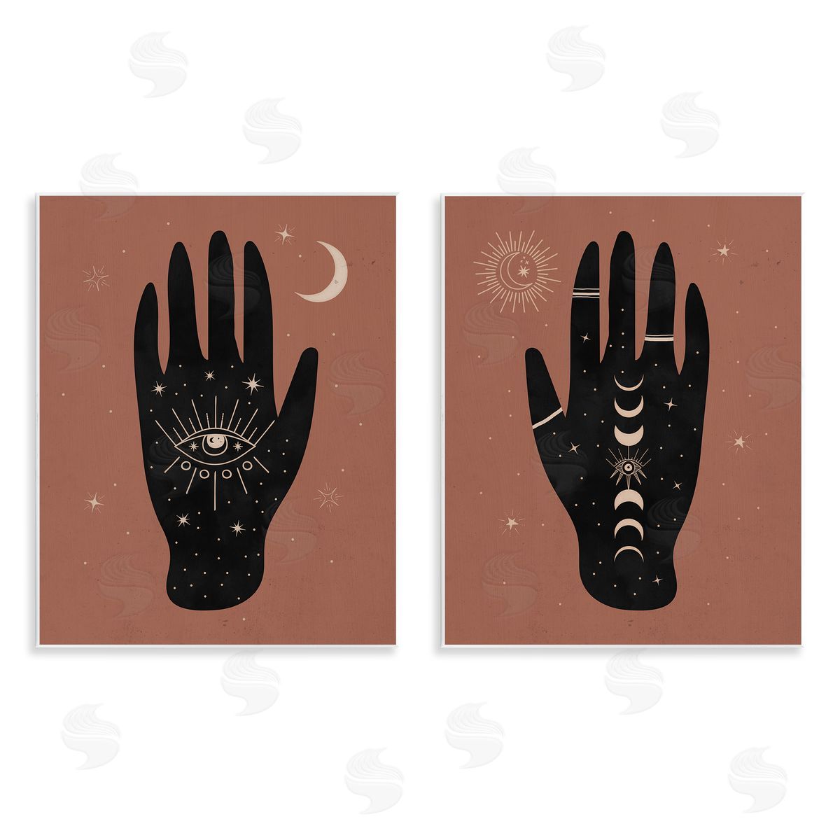 All Seeing Mystical Hands Wood Plaque Wall Art, Home Decor by Nina Blue