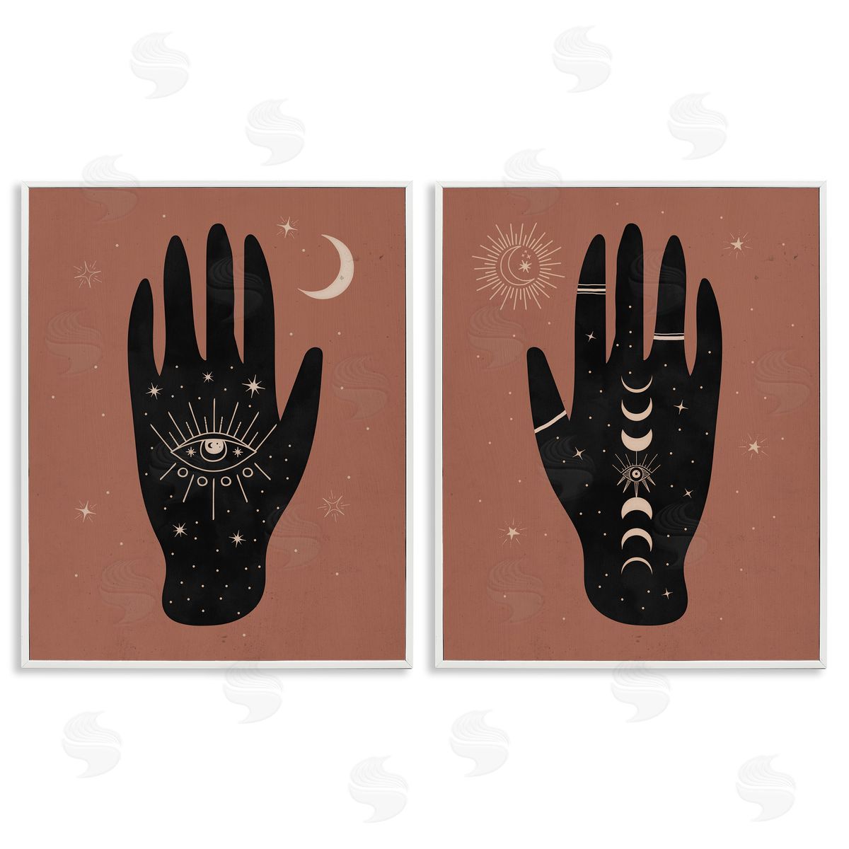 All Seeing Mystical Hands White Frame Print Wall Art, Home Decor by Nina Blue