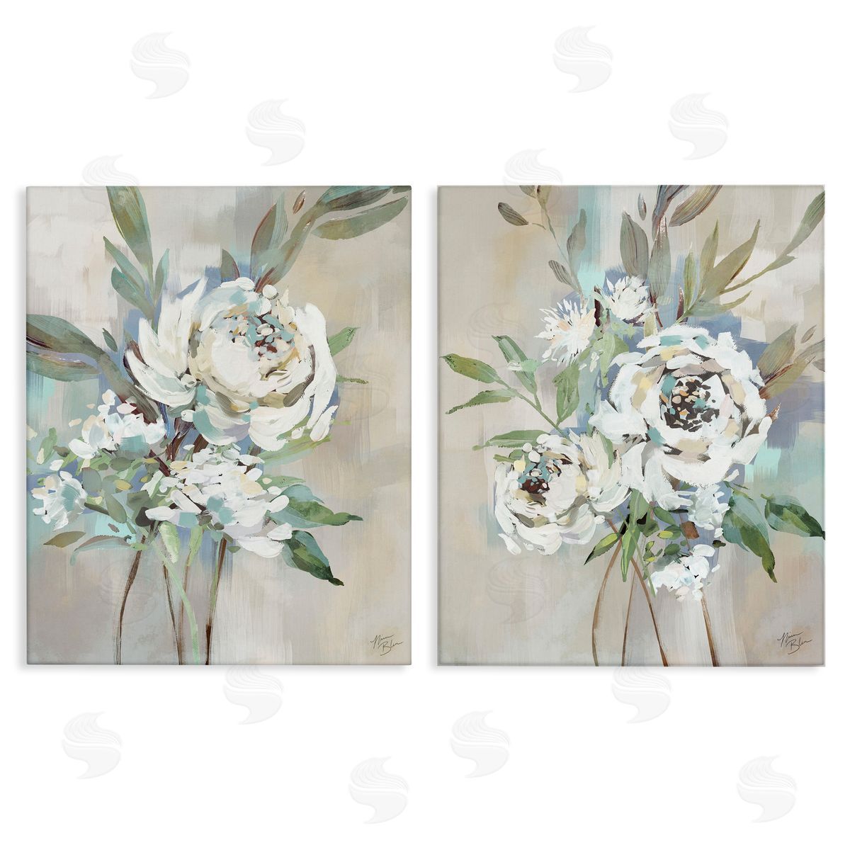 Antique Rose Bundles Canvas Wall Art, Home Decor by Nina Blue