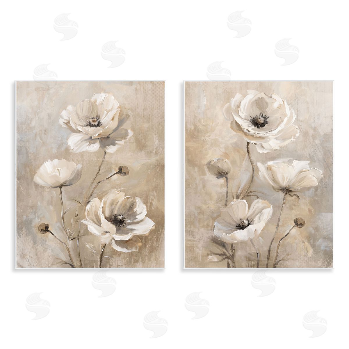 Neutral Toned Flora Wood Plaque Wall Art, Home Decor by Nina Blue