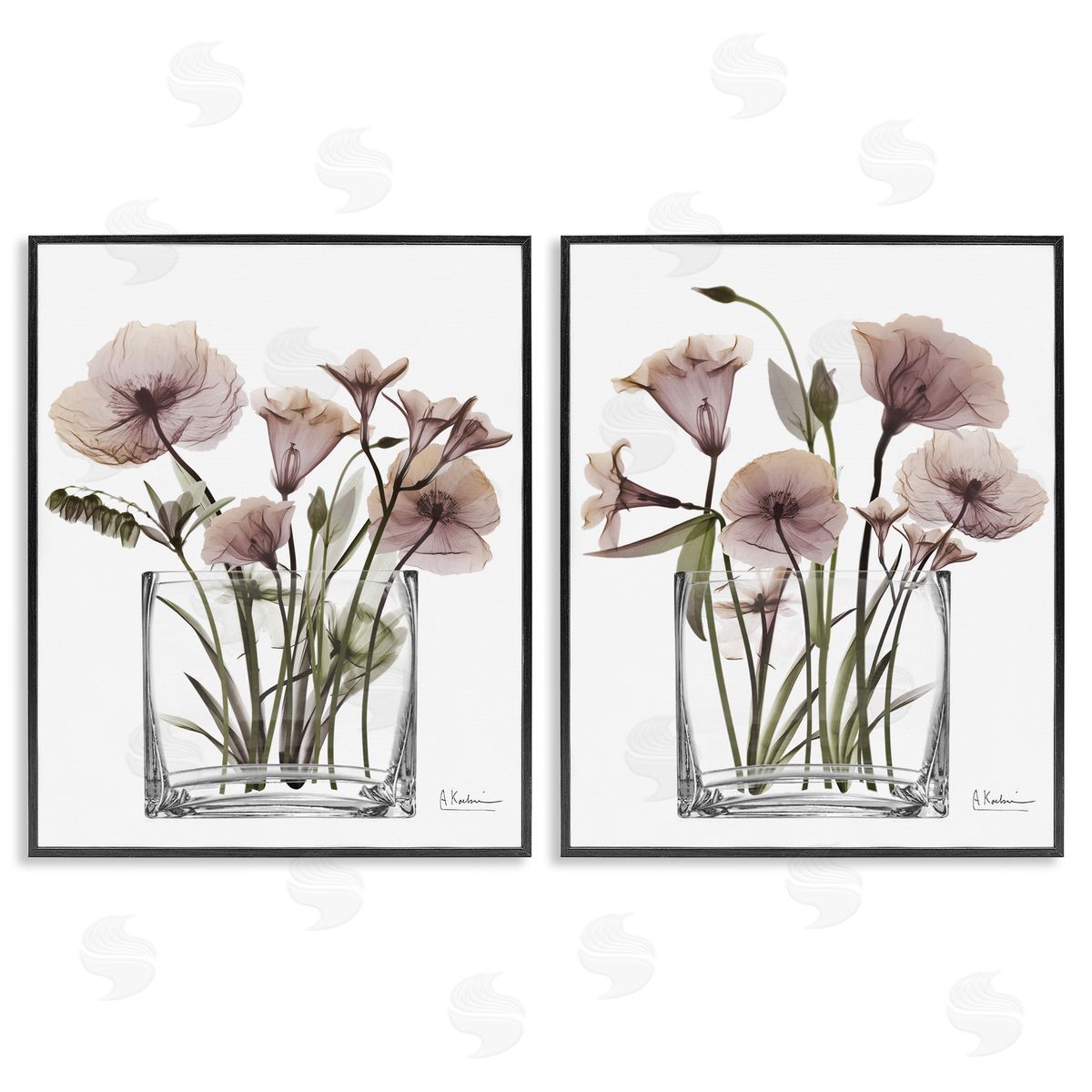 Earthy Infatuation Bouquet Black Frame Print Wall Art, Home Decor by Albert Koetsier