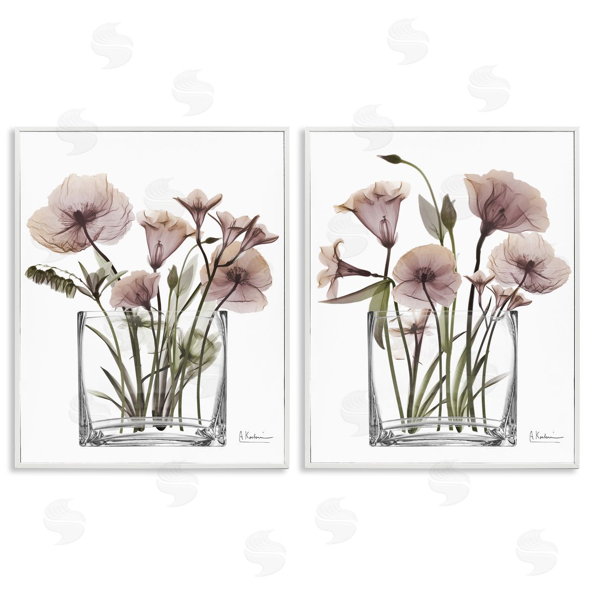 Earthy Infatuation Bouquet White Frame Print Wall Art, Home Decor by Albert Koetsier