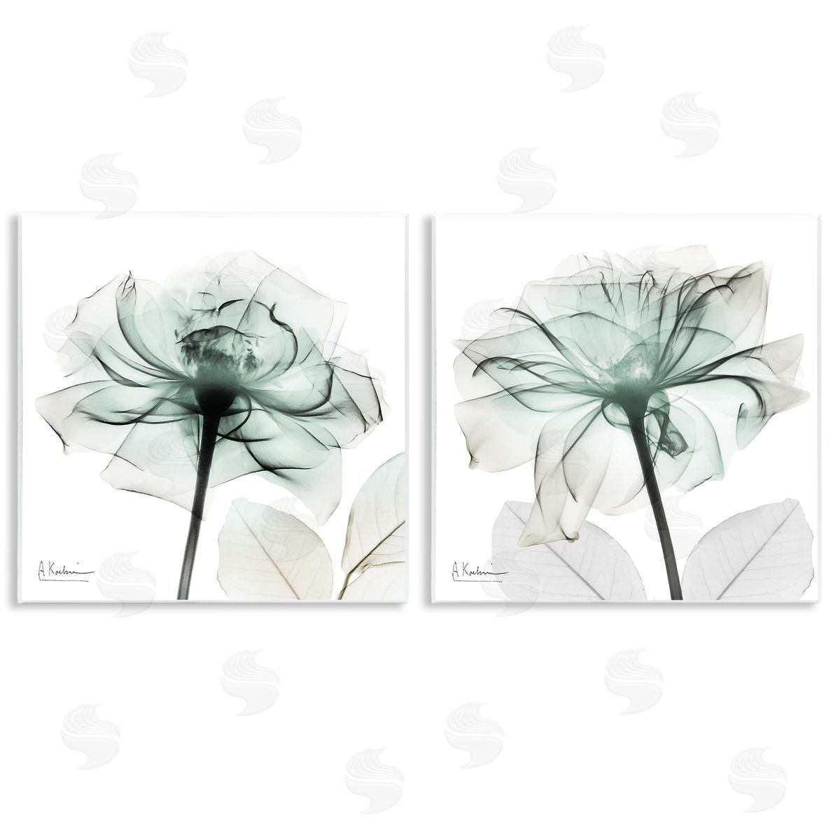 Serene Emerald Rose Wood Plaque Wall Art, Home Decor by Albert Koetsier