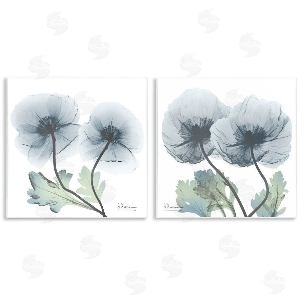 Luminous Sapphire Florals Wood Plaque Wall Art, Home Decor by Albert Koetsier