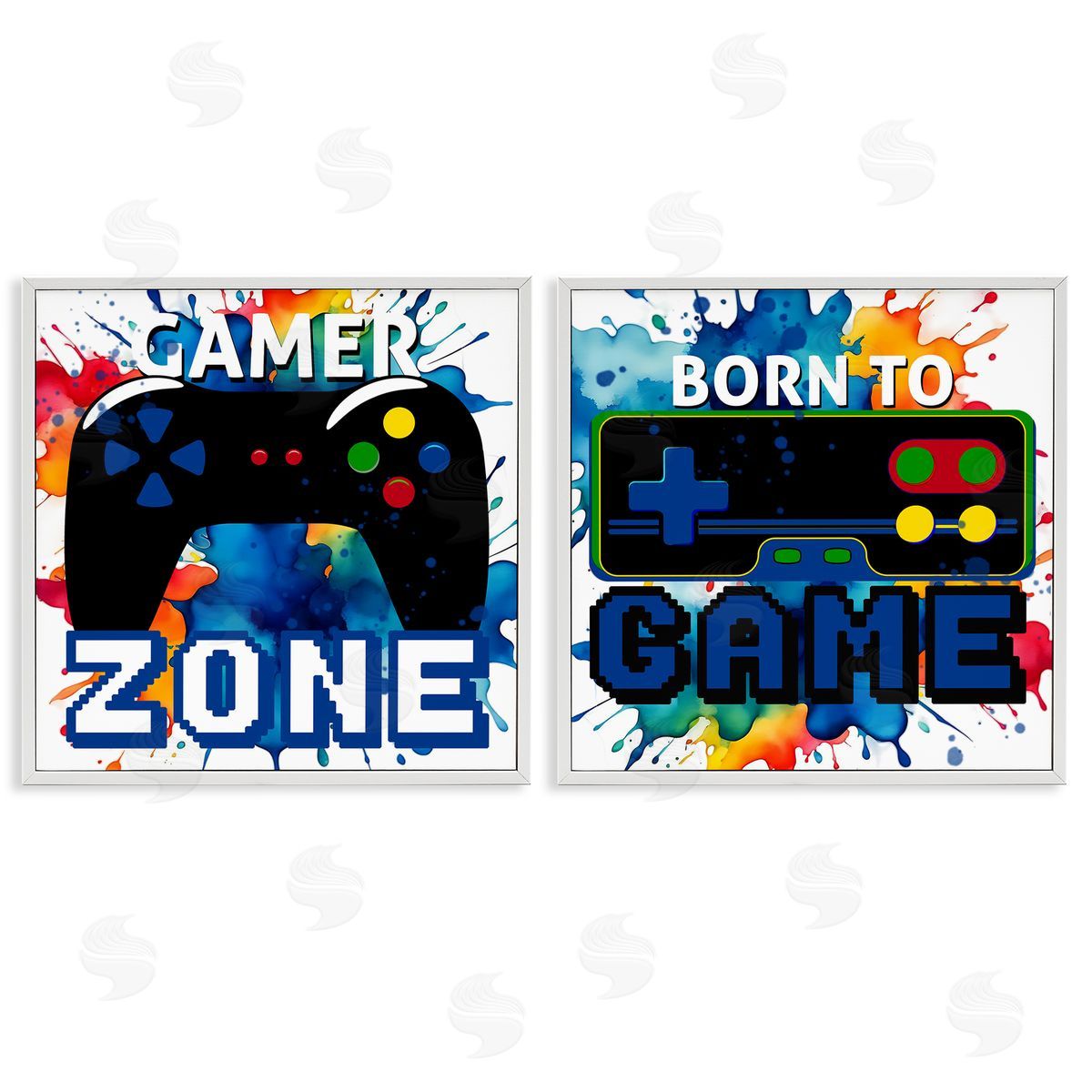 Gamer Zone on Splash White Frame Print Wall Art, Home Decor by Kim Allen