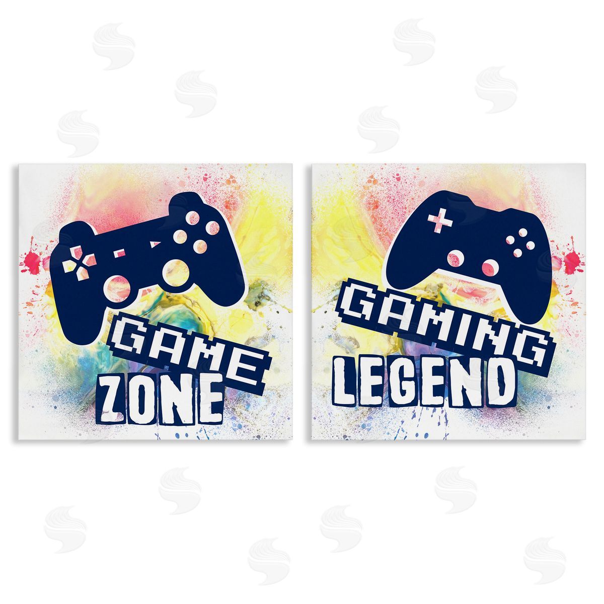 Retro Splatter Game Phrases Canvas Wall Art, Home Decor by Marcus Prime