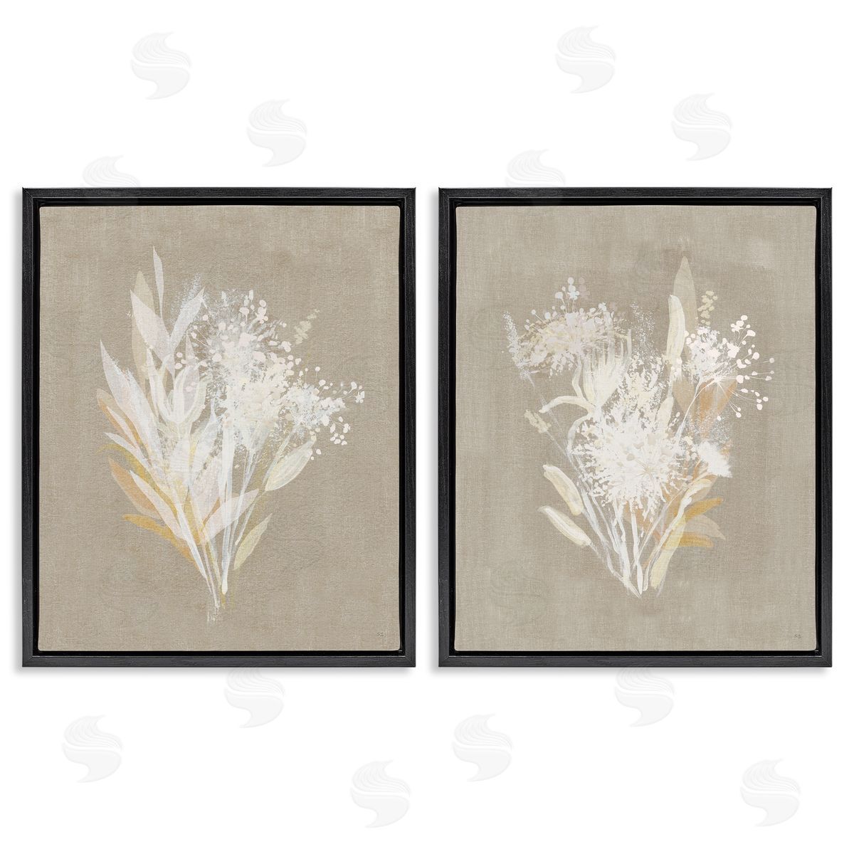 Natural Herb Impression Black Floating Frame Canvas Wall Art, Home Decor by Susan Jill