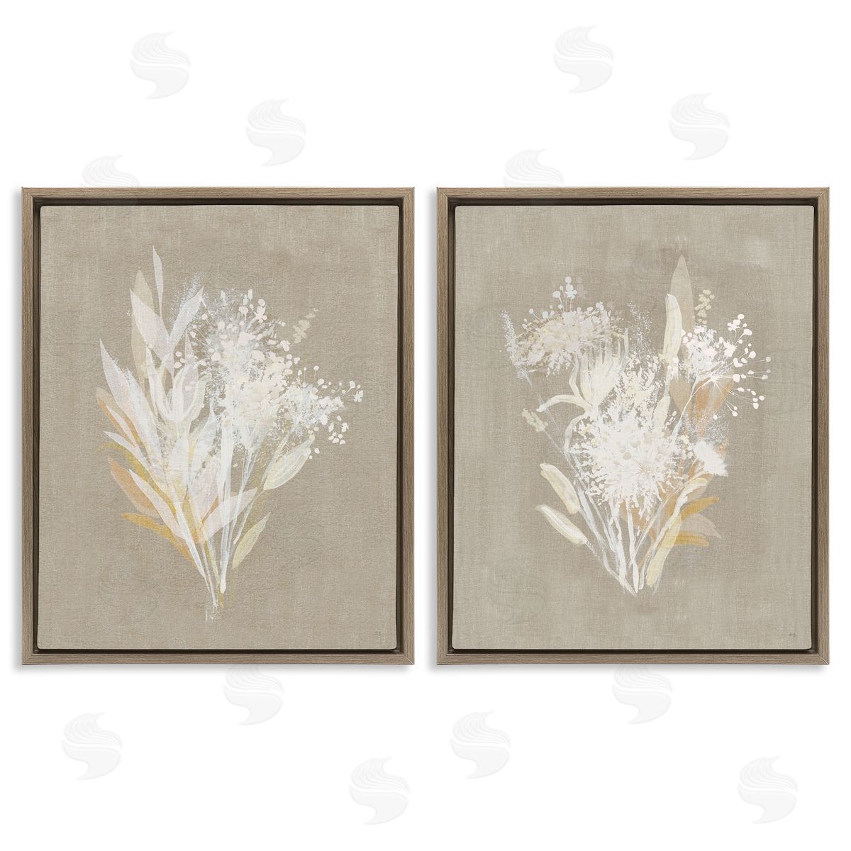 Natural Herb Impression Brown Floating Frame Canvas Wall Art, Home Decor by Susan Jill