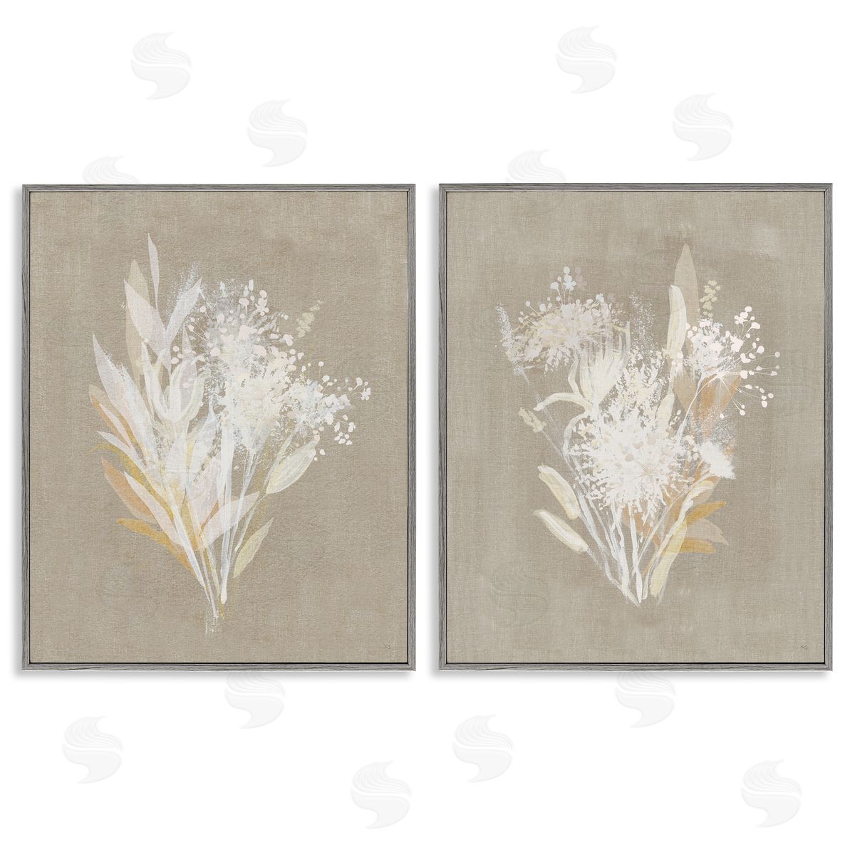 Natural Herb Impression Grey Frame Print Wall Art, Home Decor by Susan Jill