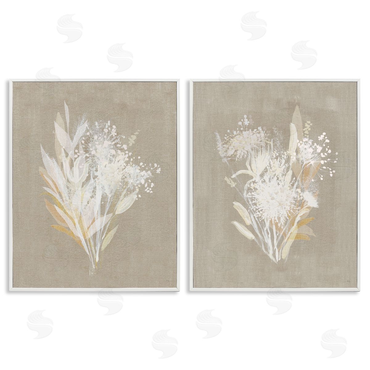Natural Herb Impression White Frame Print Wall Art, Home Decor by Susan Jill