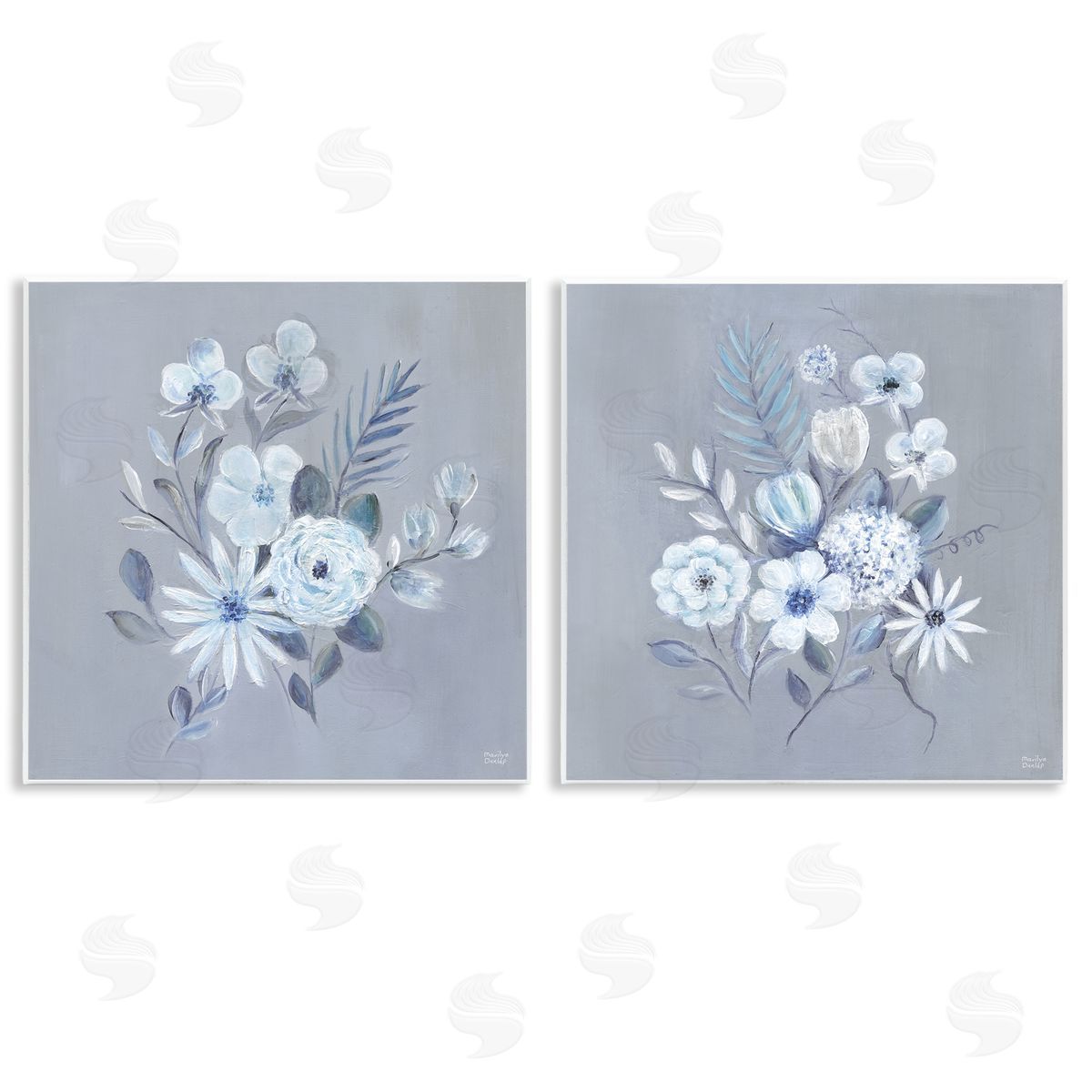 Delicate Flower Bunches Wood Plaque Wall Art, Home Decor by Marilyn Dunlap