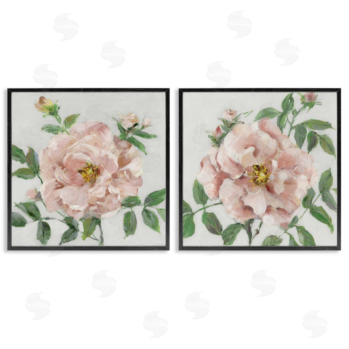 Soft & Subtle Peonies Black Frame Print Wall Art, Home Decor by Sally Swatland
