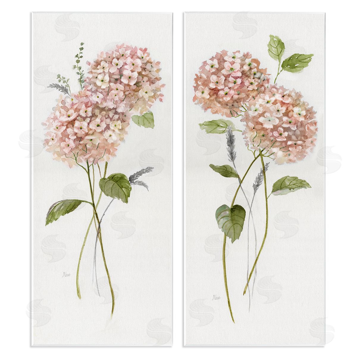 Pink Hydrangea Sprigs Wood Plaque Wall Art, Home Decor by Nan