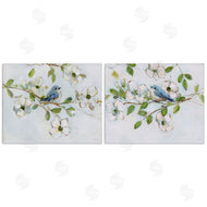 Sally Swatland | Perched Bluebirds on Branch