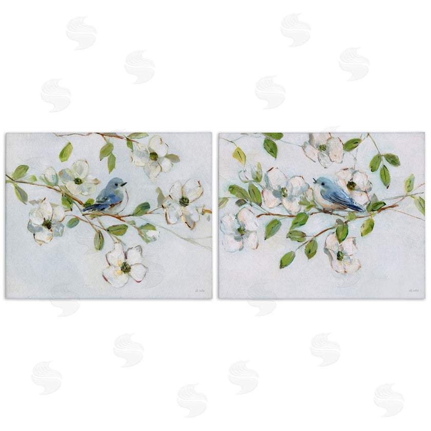 Sally Swatland | Perched Bluebirds on Branch