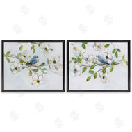 Sally Swatland | Perched Bluebirds on Branch