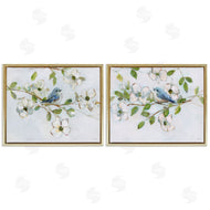 Sally Swatland | Perched Bluebirds on Branch