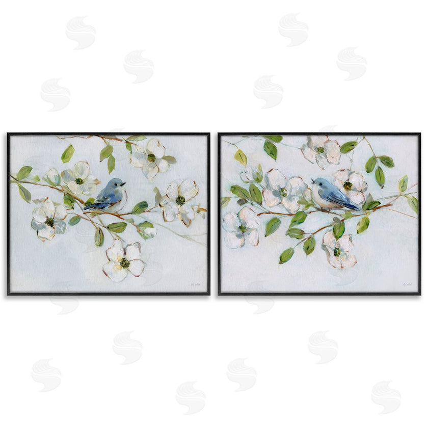 Sally Swatland | Perched Bluebirds on Branch