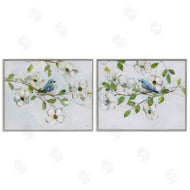 Sally Swatland | Perched Bluebirds on Branch