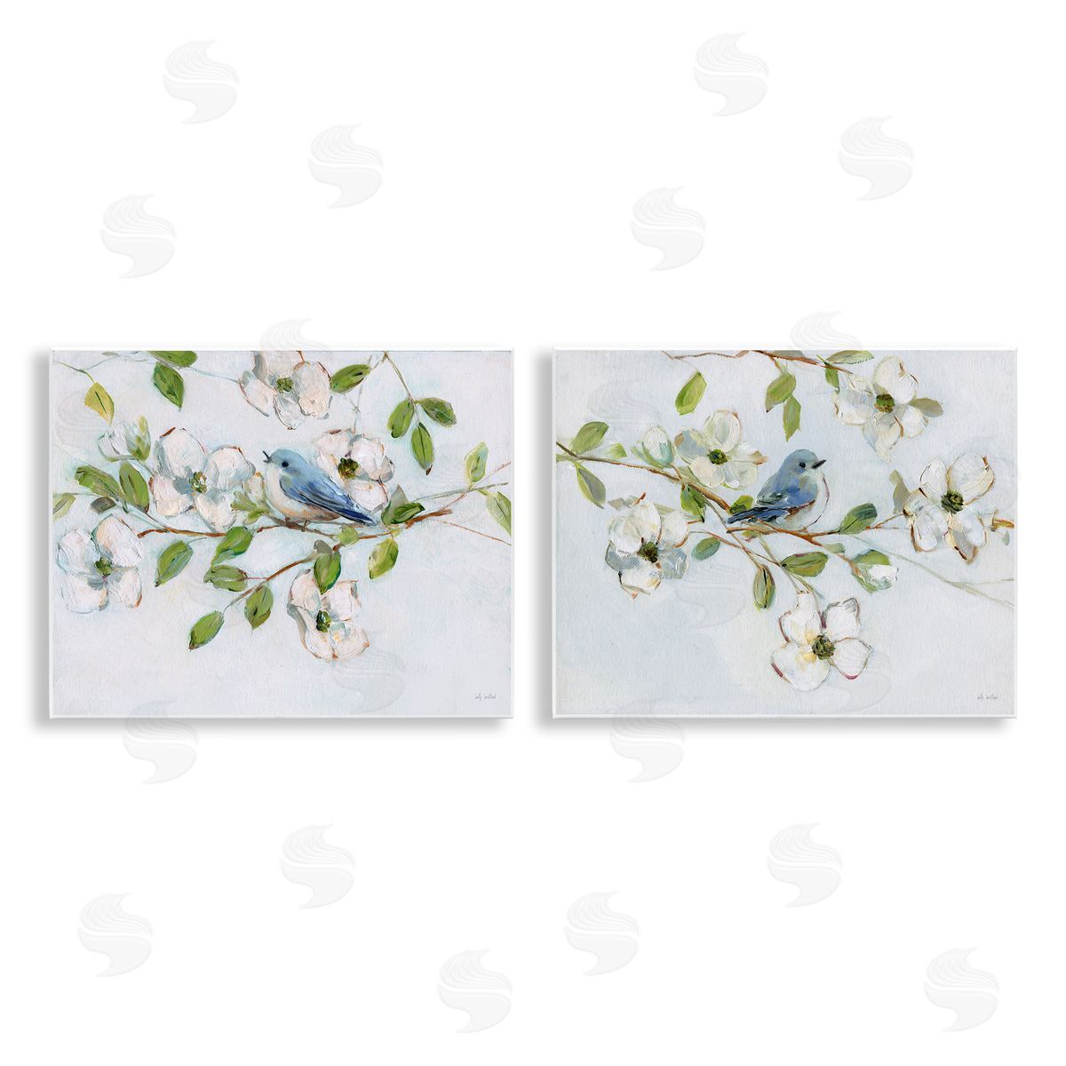 Perched Bluebirds on Branch Wood Plaque Wall Art, Home Decor by Sally Swatland