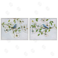 Sally Swatland | Perched Bluebirds on Branch