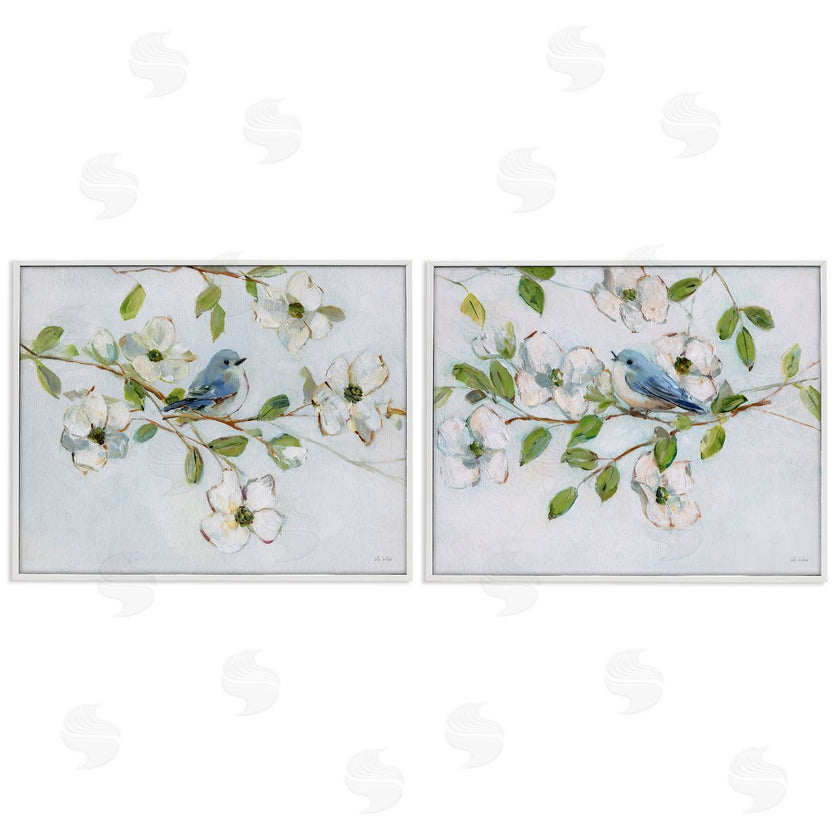 Sally Swatland | Perched Bluebirds on Branch