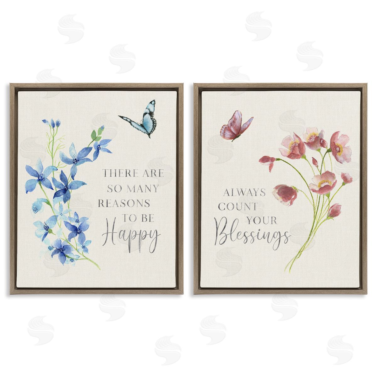 Inspiring Words with Florals Brown Floating Frame Canvas Wall Art, Home Decor by Tava Studios