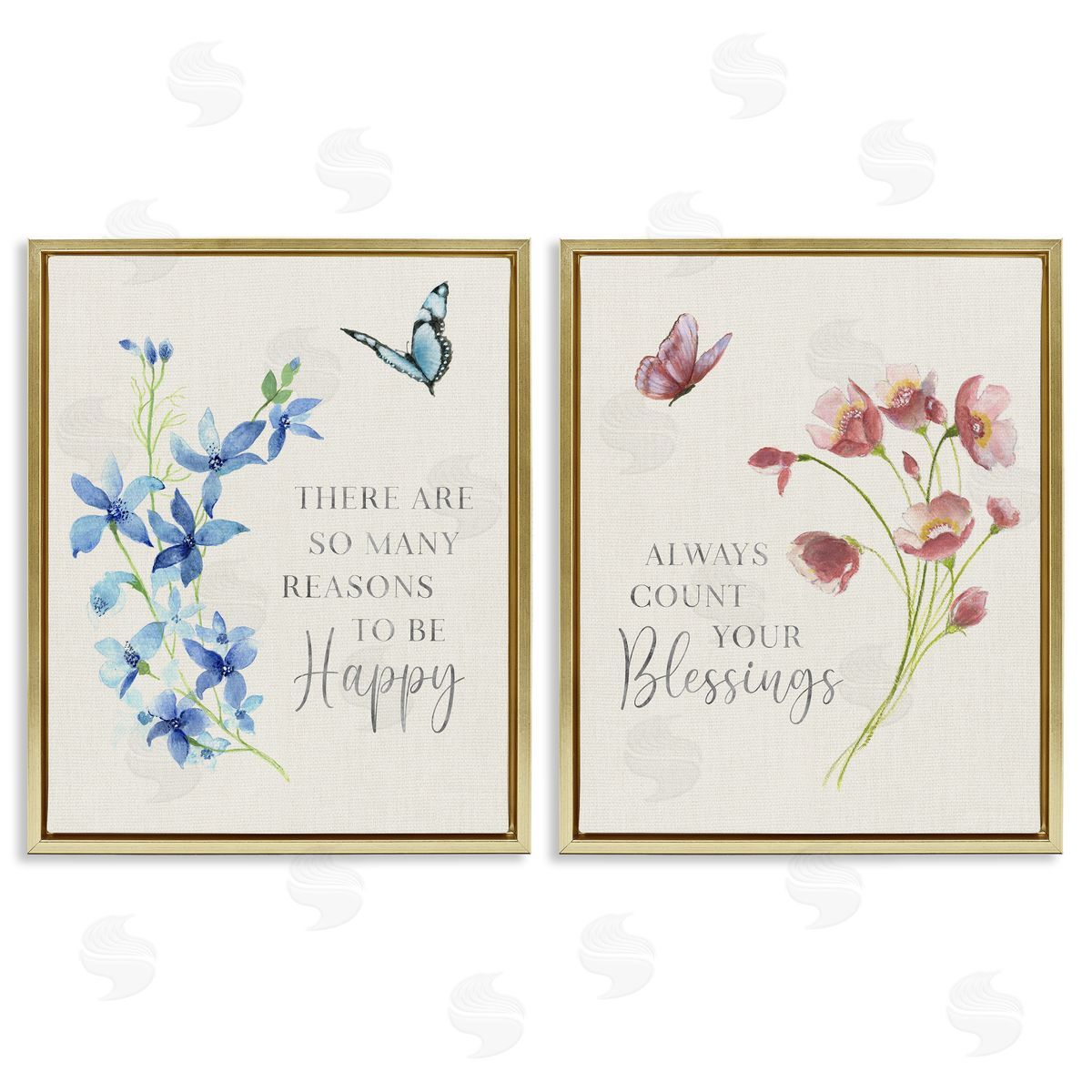 Inspiring Words with Florals Gold Floating Frame Canvas Wall Art, Home Decor by Tava Studios