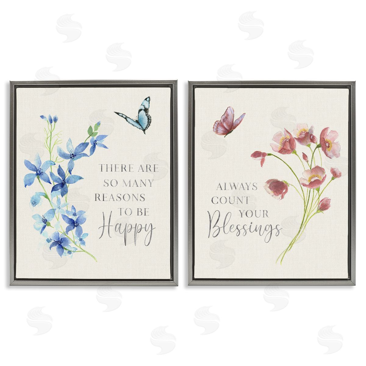 Inspiring Words with Florals Grey Floating Frame Canvas Wall Art, Home Decor by Tava Studios