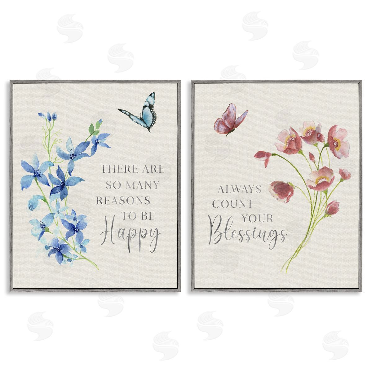 Inspiring Words with Florals Grey Frame Print Wall Art, Home Decor by Tava Studios