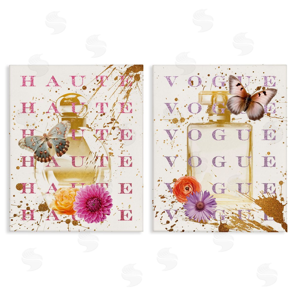 Glam Perfumes with Butterflies Canvas Wall Art, Home Decor by Susan Arnot