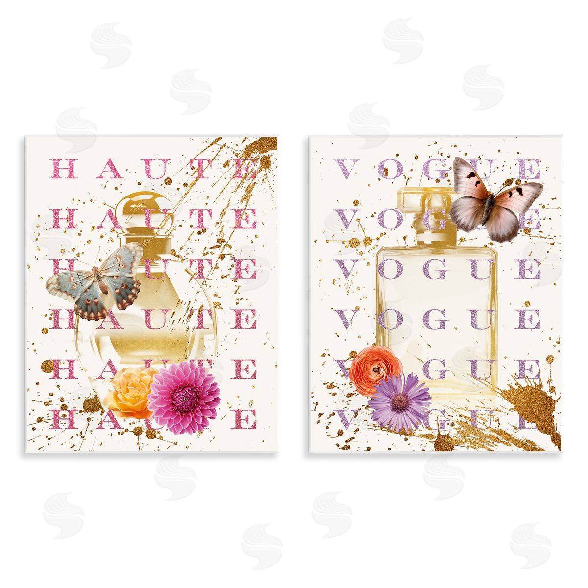 Glam Perfumes with Butterflies Wood Plaque Wall Art, Home Decor by Susan Arnot