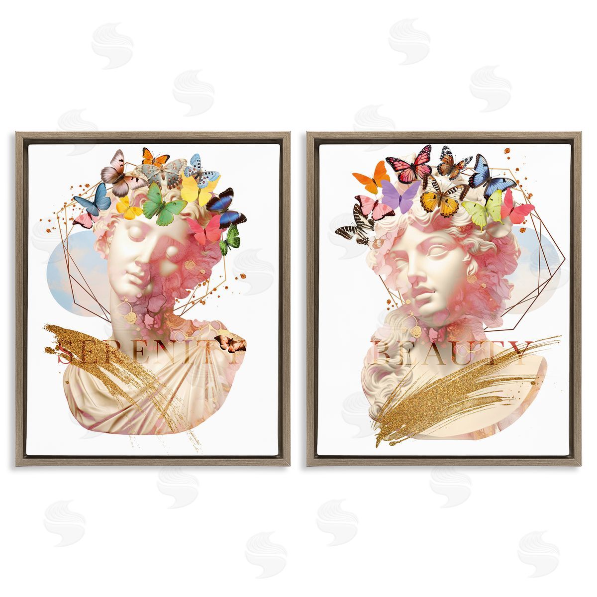 Serenity & Beauty Glam Collages Brown Floating Frame Canvas Wall Art, Home Decor by Susan Arnot
