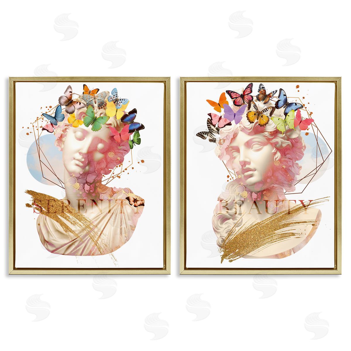 Serenity & Beauty Glam Collages Gold Floating Frame Canvas Wall Art, Home Decor by Susan Arnot